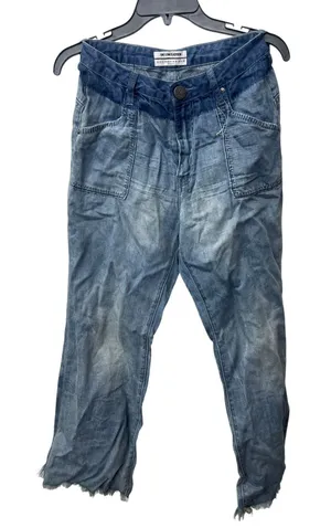 One Teaspoon Sz 26 Libertine High Waist Wide Leg Two-Tone Raw Hem Blue Jeans thumbnail 1