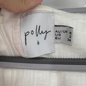 Polly White Cotton‎ Puff Sleeve Midi Dress Sweetheart Neckline Size 2 Cottage thumbnail 3