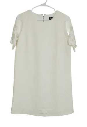 Lulus Size Small Cream White Lace Sleeve Shift Dress Mini Bridal Shower thumbnail 1