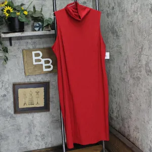 NWT ELLA Rafaella Womens Plus Size Funnel Neck Sleeveless Dress Ruby Red 2X thumbnail 2
