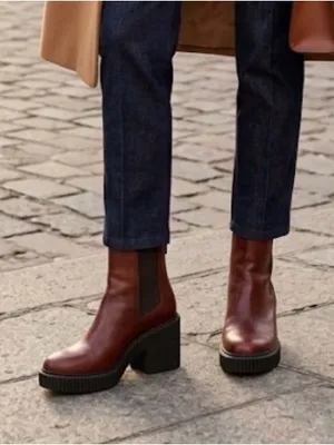 Ecco Women's Platform Ankle Boots - Chestnut Brown thumbnail 1