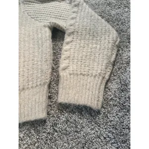 Cider Cream Wool Blend Cable Knit‎ Full Zip Cropped Cardigan Sweater Small thumbnail 4