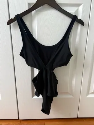 Aerie Cut Out Side One Piece Swimsuit in Black thumbnail 3