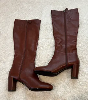 Geox Womens VTG Brown Leather Knee High Heel Boots Boho Chic Western Cowboy 9 thumbnail 1