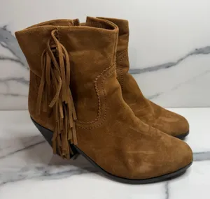 Sam Edelman Womens Brown Leather Louie Boots Sz 8.5 Fringe Western Boho Festival thumbnail 1