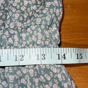 Francesca’s Mi Ami Floral Ruffle Chiffon Cottagecore Prairie Mini Dress Green Me thumbnail 13