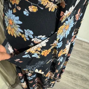Xhilaration Black Floral Button Front Midi Dress XXL Flutter Sleeve Pockets Boho thumbnail 6