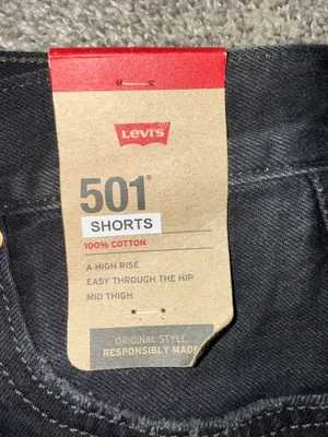 Levi's 501 High Rise Original Shorts Black Distressed Frayed Hem Size 25 thumbnail 2