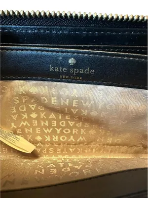 Kate Spade Black and White Striped Patent Leather Wallet thumbnail 4