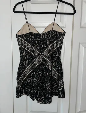 Selfie Leslie Black Lace Romper thumbnail 3
