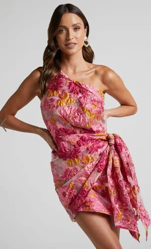 Pink floral dress (pink jacquard) thumbnail 1