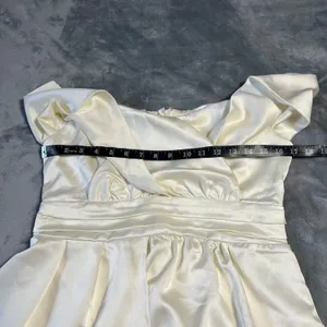 NEW Lulus Always Celebrating Ivory Satin Off-the-Shoulder Mini Dress Size L thumbnail 11