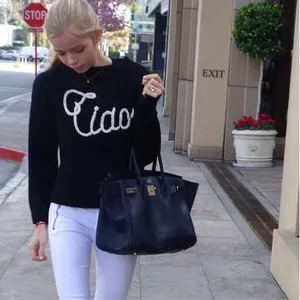 WILDFOX Couture Dinner Party‎ Ciao Bella Black White Embroidered Sweater Small thumbnail 12