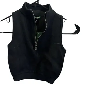 Wild‎ Fable Womens Sleeveless Crop Half Zip Sweater XXS Black thumbnail 1