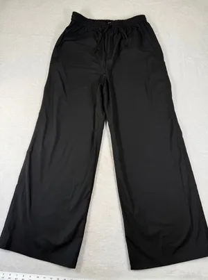Reformation Black Wide Leg Drawstring Trousers Pants Medium Deadstock Fabric thumbnail 1