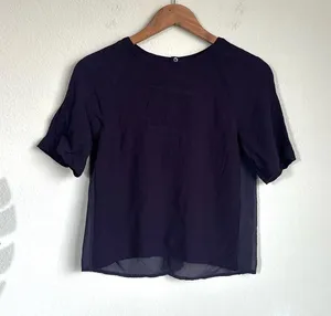 Aritzia Babaton Purple Silk Split Back Blouse thumbnail 1