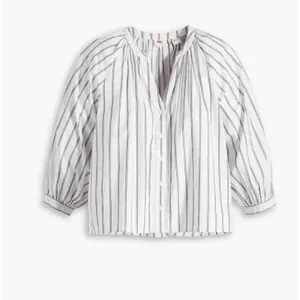 Levi's Blue Nights Stripe Long Sleeves V-Neck Button-Up Blouse Size Petite S b55 thumbnail 2
