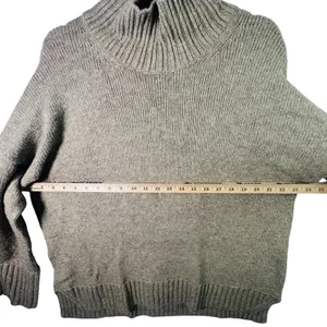 Abercrombie & Fitch Mock Neck Sweater‎ Tan Beige Wool Blend Knit Large Oversized thumbnail 5