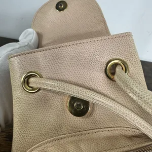 Gianni Versace Vintage Backpack Bag Womens Mini Beige Leather Italy Medusa Gold thumbnail 8