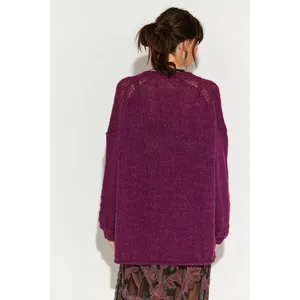 NWT!! FREE PEOPLE Marina SoftSpun Cardi Cardigan Sweater Purple Wine Alpaca S thumbnail 8