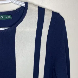 Lauren Ralph Lauren Colorblock navy and white stripes sheath dress size M thumbnail 4