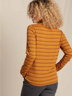 Toad&Co Women’s Piru Henley Longsleeve Shirt Lightweight Multicolor Stripe XL thumbnail 2