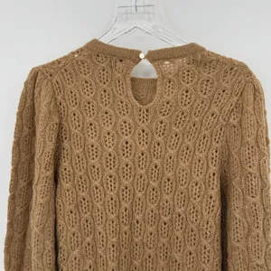J. Crew sweater size M alpaca wool cable knit balloon sleeve pullover camel NEW thumbnail 5