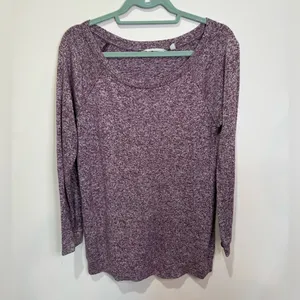 Athleta Luxe Pose Top S Tunic Long‎ Sleeve Soft Stretch Purple Wine Heathered thumbnail 2