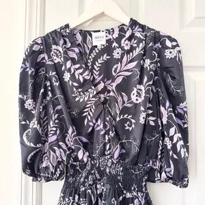 Misa Los Angeles Purple Black Lilah Mini Dress Indigo Victoria Floral Print XS thumbnail 10