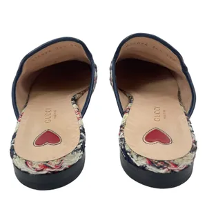 Gucci Princetown Tweed Mules Horsebit Gardenia Ink Blue Size 36.5 thumbnail 9