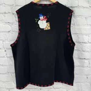 Vintage Designers Originals Studio Christmas Sweater Vest 2X Plus Zip Black thumbnail 9