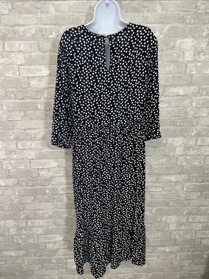 Zara Black and White Polka Dot Midi Dress thumbnail 4