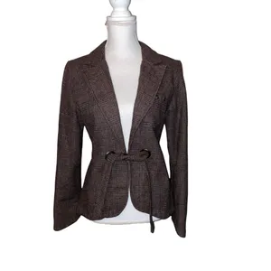 Triple Five Street Soul Jacket Womens M Used Brown Plaid 100% Wool Lined thumbnail 3