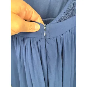 Lulus So Far Gown Navy Crochet Lace Open Back Chiffon Maxi Dress Sleeveless Sz M thumbnail 5