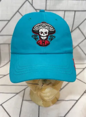 '47 Brand‎ Mariachis Baseball Hat Womens OS Teal Blue Sugar Skull Adjustable Cap thumbnail 1
