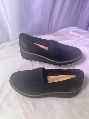 Clarks Black Suede Slip-On Wedge Mule thumbnail 2