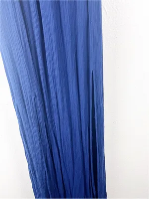 KNOX ROSE Blue V-Neck Embroidered Side Slits Belted Waist Maxi Dress Size Medium thumbnail 10