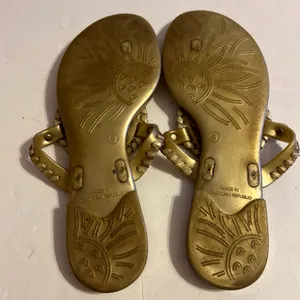 JACK ROGERS Sandals Flip Flops Gold Thong Jelly Rubber Flats Slip On thumbnail 4