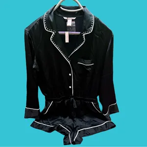 Victorias Secret Elegant Black Romper Satin size S thumbnail 3