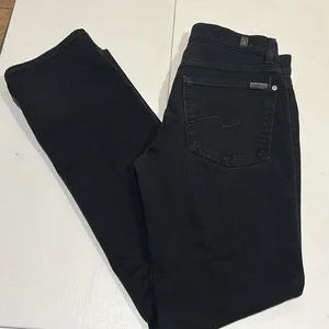 7 for all mankind women’s standard straight leg size 31 black jean thumbnail 2