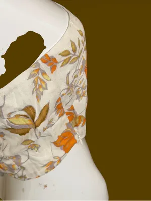 Petal & Pup One-Shoulder Floral Crop Top in Cream and Orange thumbnail 6
