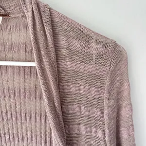 Free People Longline Duster Cardigan Brown Shear Knit Cotton Boho Hippie Flowy thumbnail 4