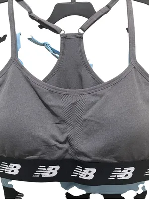 New Balance 2 Pack Sports Bras Gray Blue Racerback Workout Women’s Size XL NWT thumbnail 2