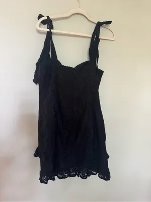 Lovers + Friends Black Lace Mini Dress with Tie Straps thumbnail 3