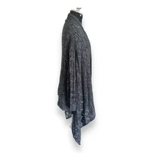 Chico's Womens Cardigan‎ Sz 1 M 8 10 Gray Black Waterfall Sweater Open Front thumbnail 4
