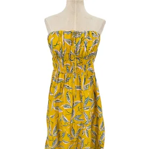 Anthropologie Somerset Strapless Maxi Dress Yellow Floral Tiered Size Small thumbnail 4