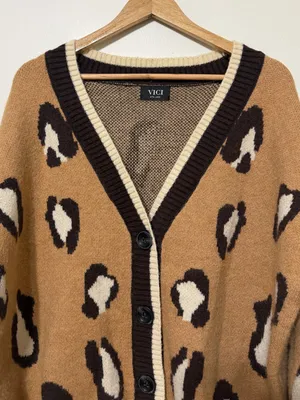 VICI Leopard Cardigan Sweater Size XL Women’s thumbnail 4
