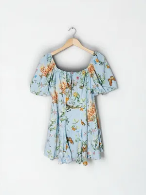 Altar’d State Kaia Butterfly Floral Coral Print Mini Dress XL NWOT Boho thumbnail 2