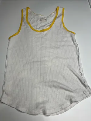 We the free White Ribbed Tank with Yellow Trim XS thumbnail 2