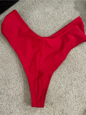 NWOT Quince Italian V Cut bikini bottoms cherry red large thumbnail 3